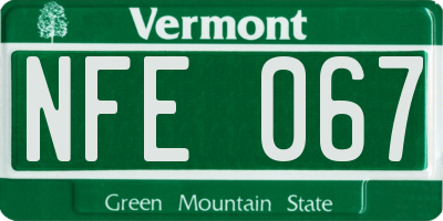 VT license plate NFE067