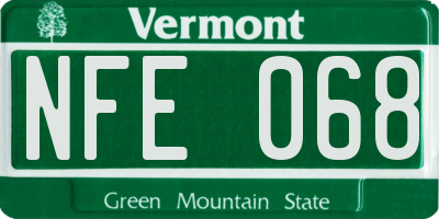 VT license plate NFE068