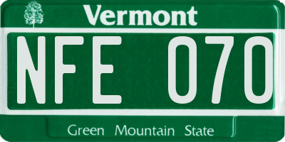 VT license plate NFE070