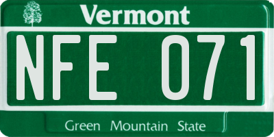 VT license plate NFE071