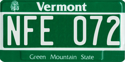VT license plate NFE072