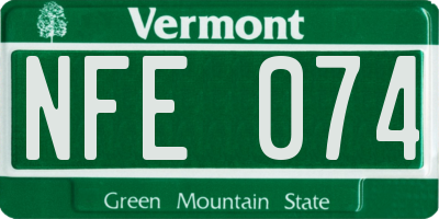 VT license plate NFE074