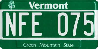 VT license plate NFE075