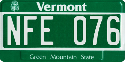 VT license plate NFE076
