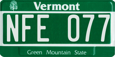 VT license plate NFE077