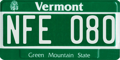 VT license plate NFE080