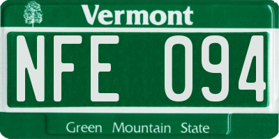 VT license plate NFE094