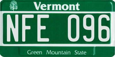 VT license plate NFE096