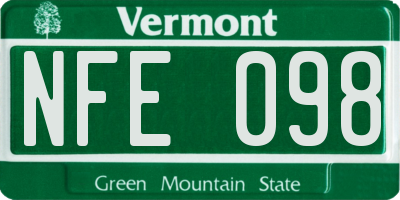VT license plate NFE098