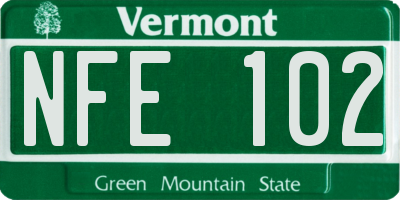 VT license plate NFE102