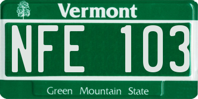 VT license plate NFE103