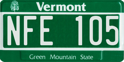 VT license plate NFE105