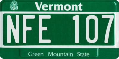 VT license plate NFE107