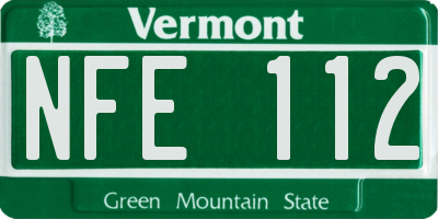 VT license plate NFE112