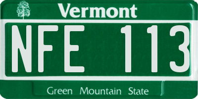 VT license plate NFE113
