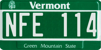 VT license plate NFE114