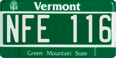 VT license plate NFE116