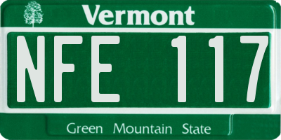 VT license plate NFE117
