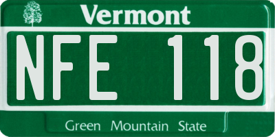 VT license plate NFE118