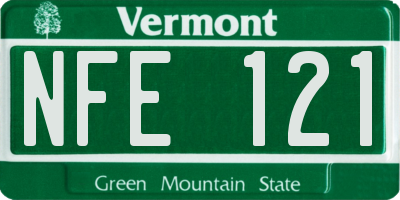 VT license plate NFE121