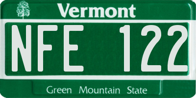 VT license plate NFE122