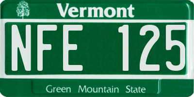 VT license plate NFE125