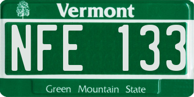 VT license plate NFE133