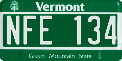 VT license plate NFE134