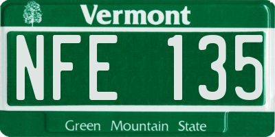 VT license plate NFE135