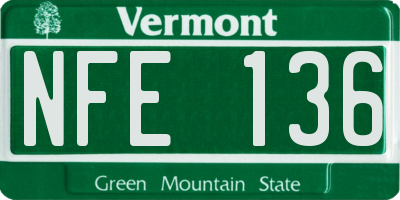 VT license plate NFE136