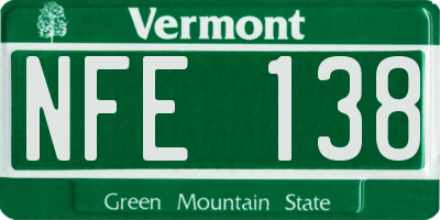 VT license plate NFE138