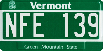 VT license plate NFE139