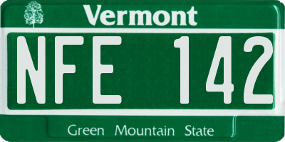 VT license plate NFE142