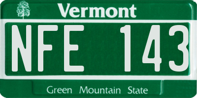 VT license plate NFE143