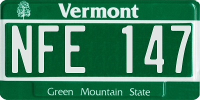 VT license plate NFE147