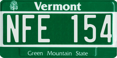 VT license plate NFE154