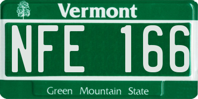 VT license plate NFE166