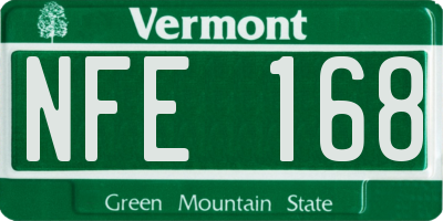 VT license plate NFE168