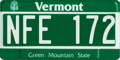 VT license plate NFE172