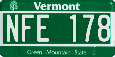 VT license plate NFE178