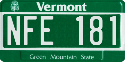 VT license plate NFE181