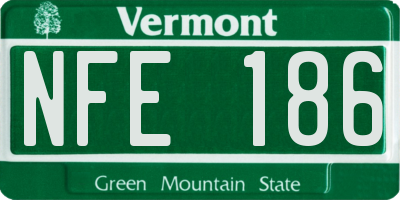 VT license plate NFE186