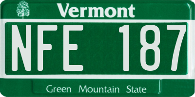 VT license plate NFE187
