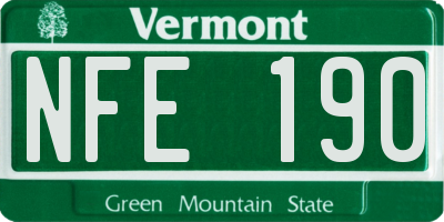 VT license plate NFE190