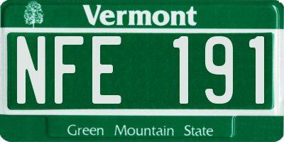 VT license plate NFE191