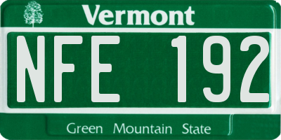 VT license plate NFE192