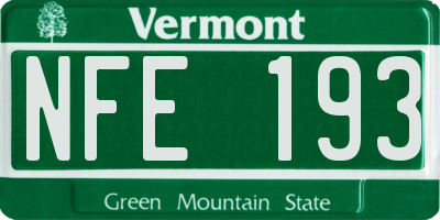 VT license plate NFE193