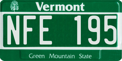 VT license plate NFE195