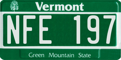 VT license plate NFE197