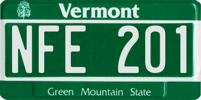 VT license plate NFE201